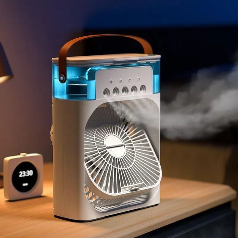 USB Portable Air Mist Fan - LED Night Light Electric Fan- Mini Air Conditioner Fan